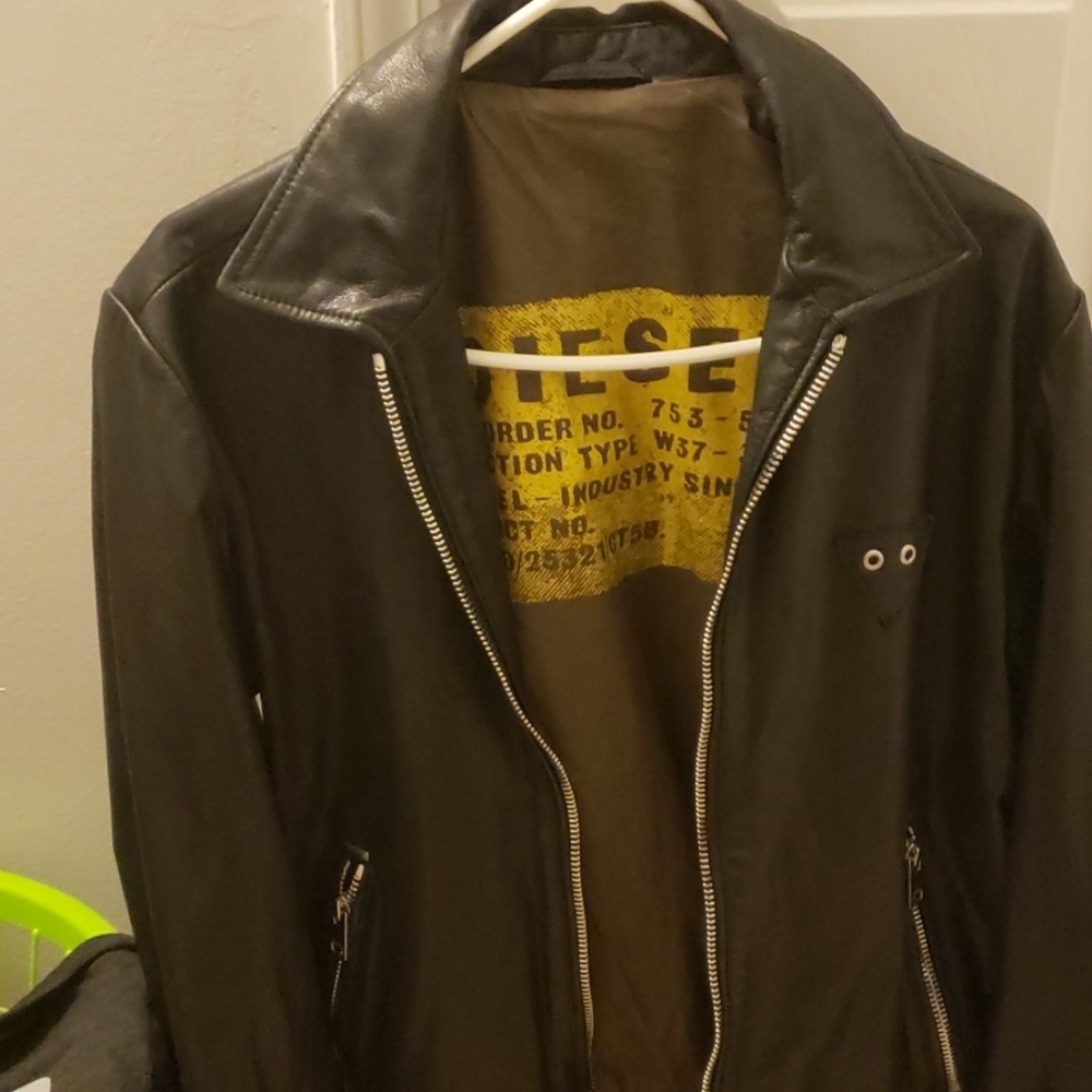 Men's diesel leather collared jacket size medium